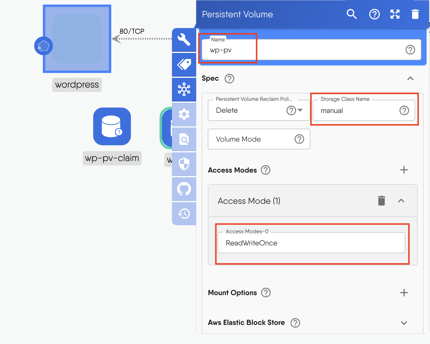 Configure persistent volume