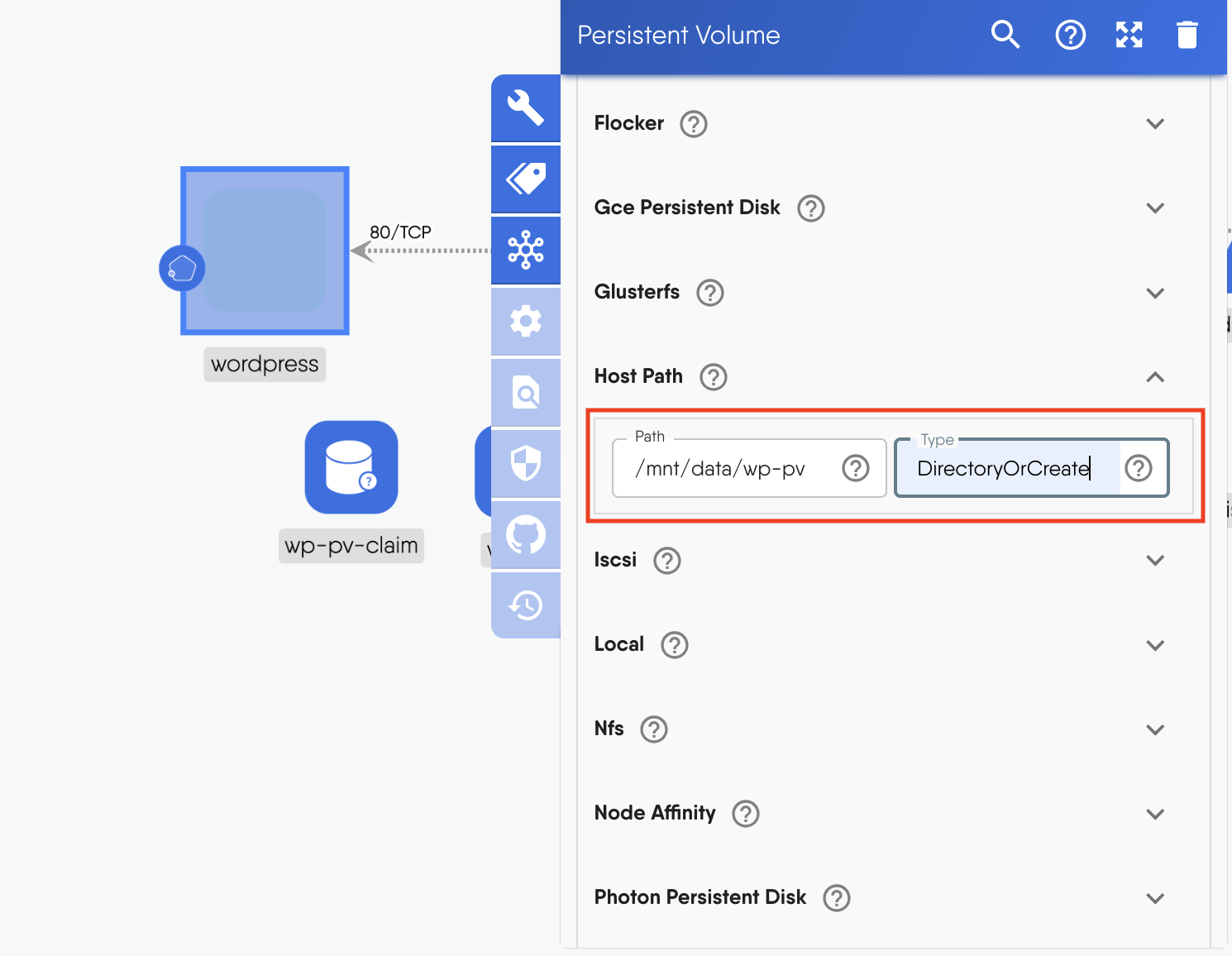 Persistent volume hostpath