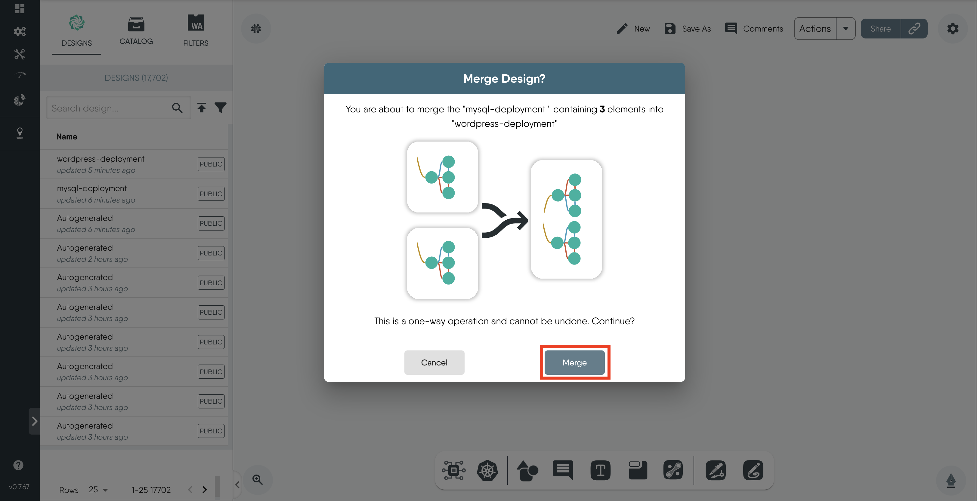 merge modal